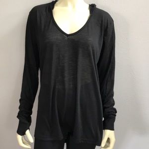 Black Workout long sleeve hoodie shirt top